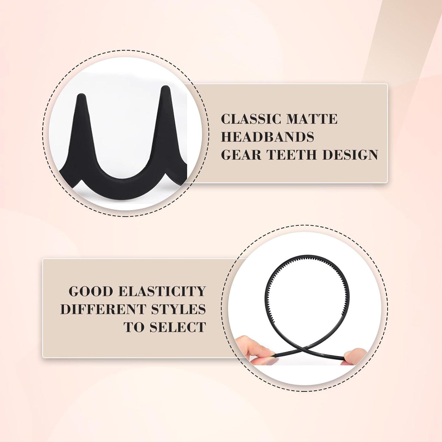 Pack of 6 Plastic Hair Bands, Wave Zigzag Headband, Non-Slip Headband with Non-Slip Teeth, Black Hair Accessories, DIY Hair Bands, Headbands for Children, Women, Men