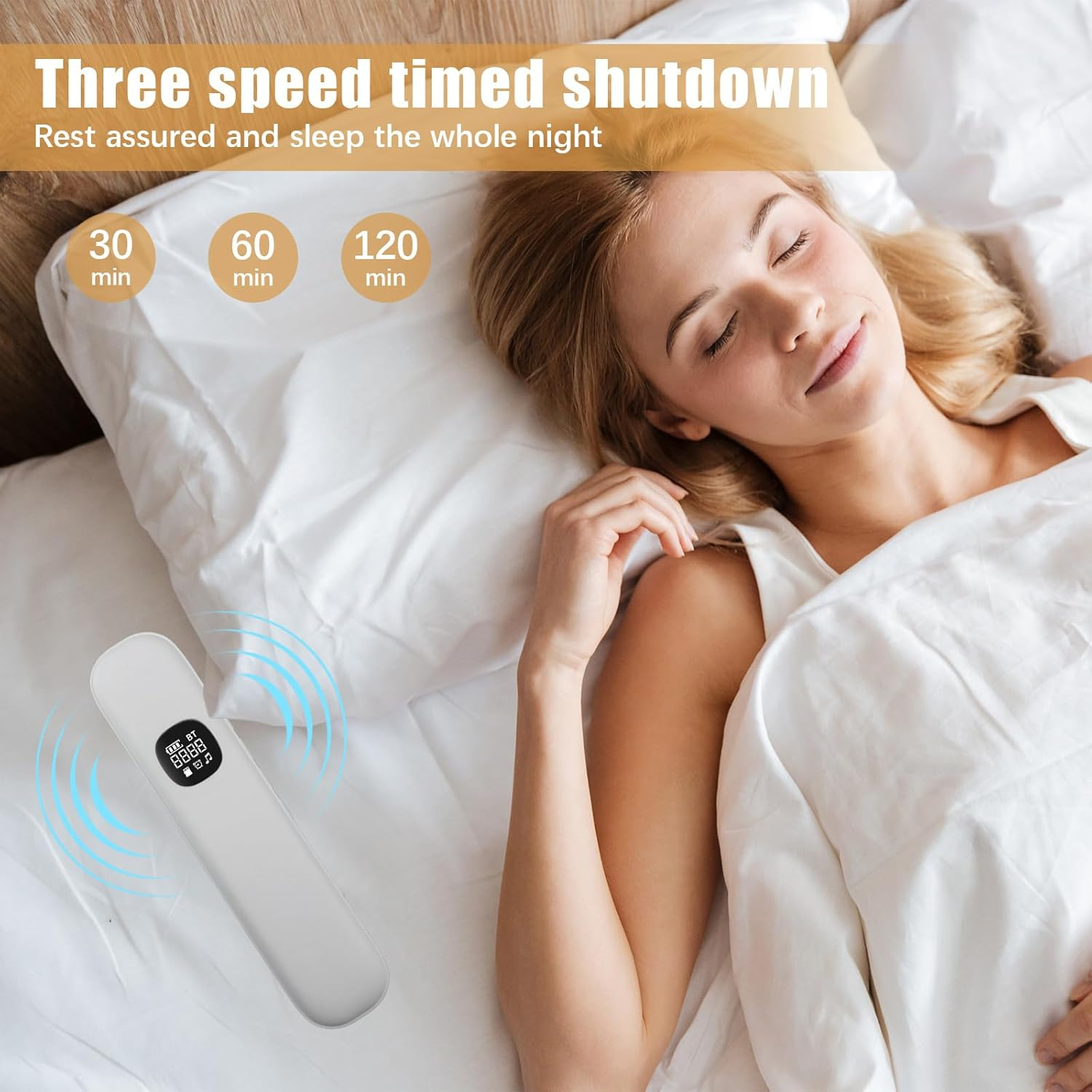 Bluetooth Pillow Speaker, Bone Conduction Sleeping Speaker with Timer Function and Stereo Bass Noise under Pillow Speaker for Sleeping Sounds/Meditation/Deep Sleeping(White) - Blue image number 3