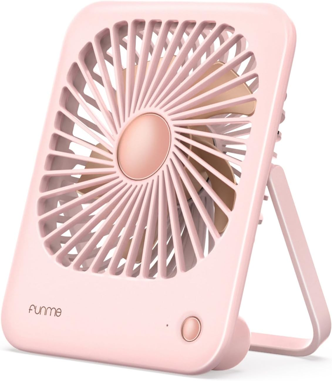 Funme&reg; Small Battery Desk Fan, Exquisite Table Fan Silent 180&deg;Foldable Portable 3000 Rechargeable Battery Powered Golden Fan Blades Strong Wind for Hot Flashes Makeup Travel Shopping Home-Black