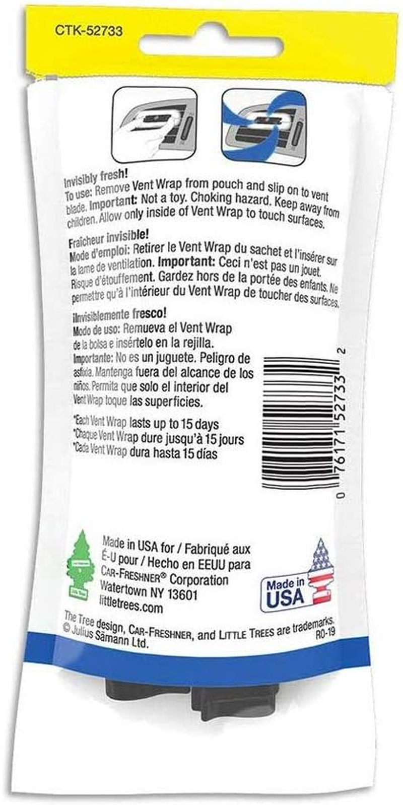 Little Trees Vent Wrap Car Air Freshener (New Car Scent) - Caribbean Colada image number 3