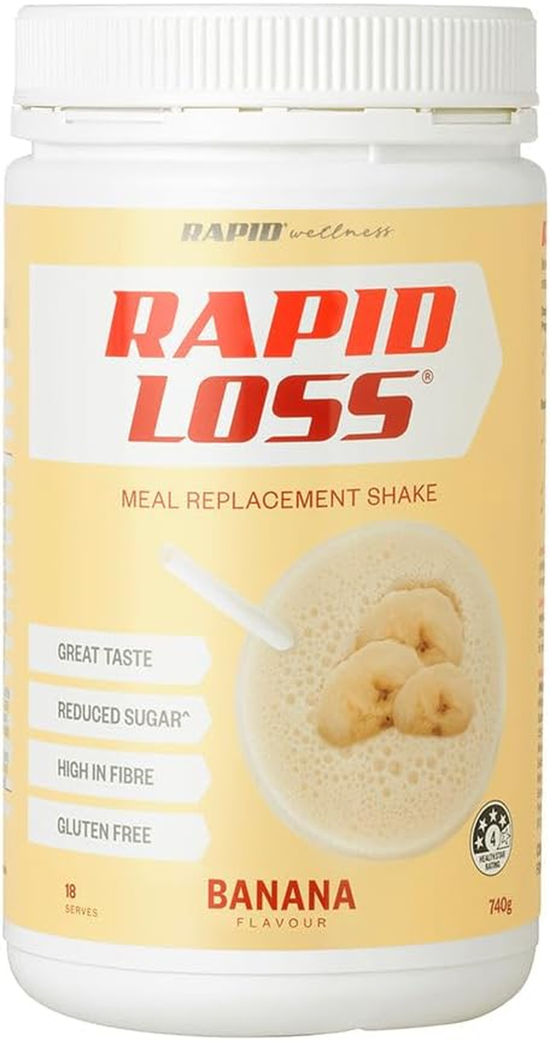 Rapid Loss Banana Protein Shake Mix 740G, VLCD Weight Loss Gluten Free Meal Replacement Shakes, Low Calorie, Low Carb, Low Sugar