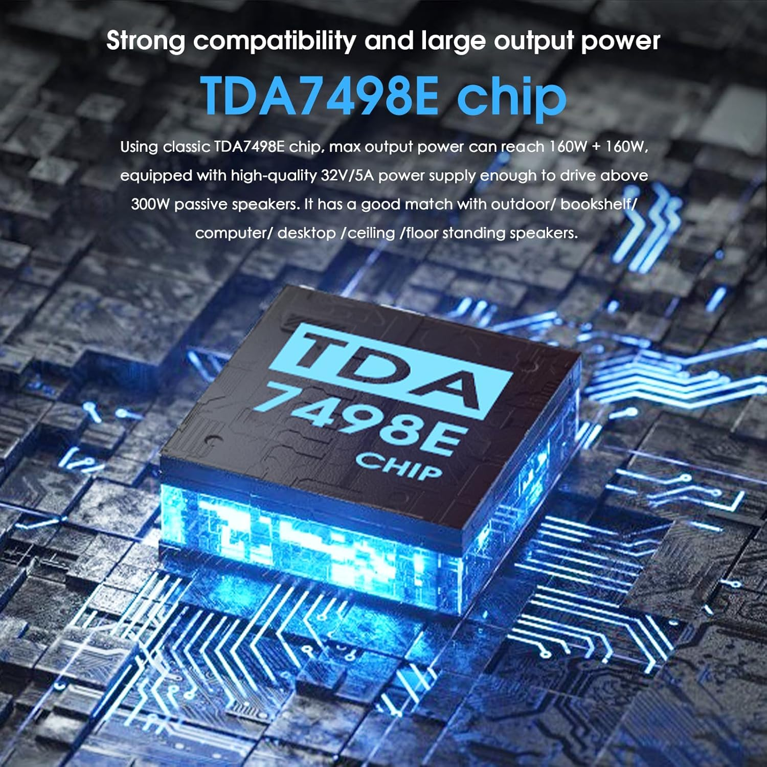 Douk Audio M1 PRO 320W Bluetooth Power Amplifier, 2 Channel Audio Amp, Wireless Receiver, for Home Stereo Speakers/Active Subwoofer, with Treble & Bass Control/U-Disk Music Player image number 3