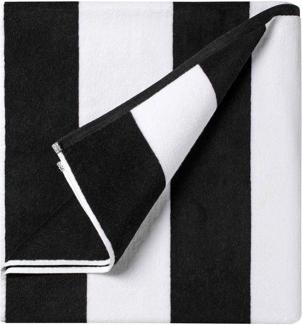 Ouxiaobai Cotton Oversized Beach Towel - Extra Large 180 X 100 CM Soft Absorbent Pool Towel for Adults, Striped Cabana Swim Towel (Grey)