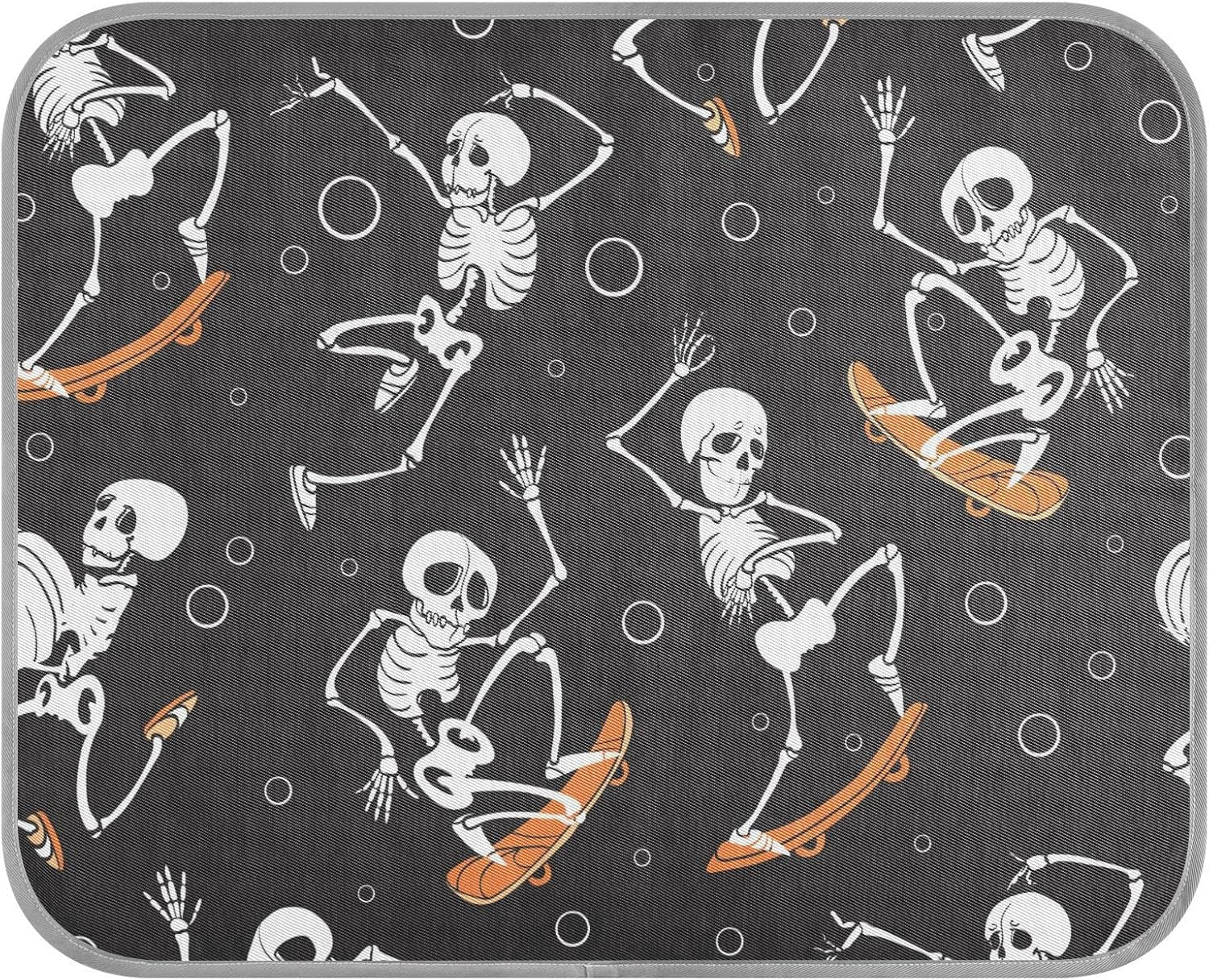 AIXIWAWA Skateboard Skulls Pet Cooling Mat for Cats Dogs Print, Summer Self Cooling and Sleeping Pad Small Size Non Toxic image number 3