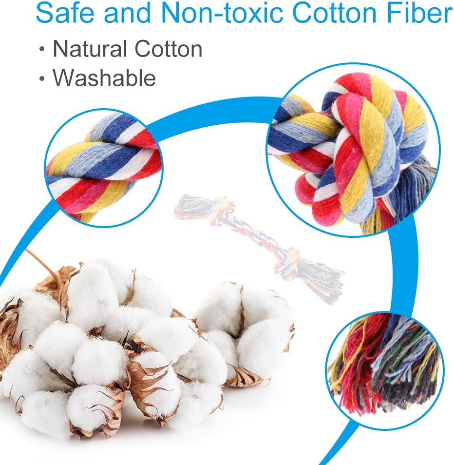 PLUTUS PET Dog Chew Toys for Aggressive Chewers, 8 Pack Interactive Dog Rope Toys, Washable Cotton Tough Dog Toys, Teething Toys for Puppies Small and Medium Dogs