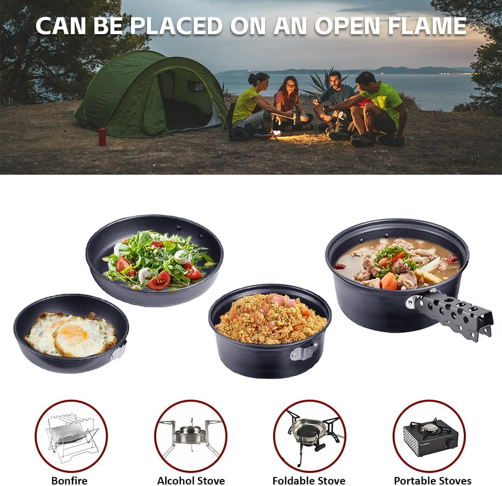Namolit Camp Plates and Pans Sets Nonstick Backpacking Picnic Cooking Ultra-Lightweight Portable image number 2
