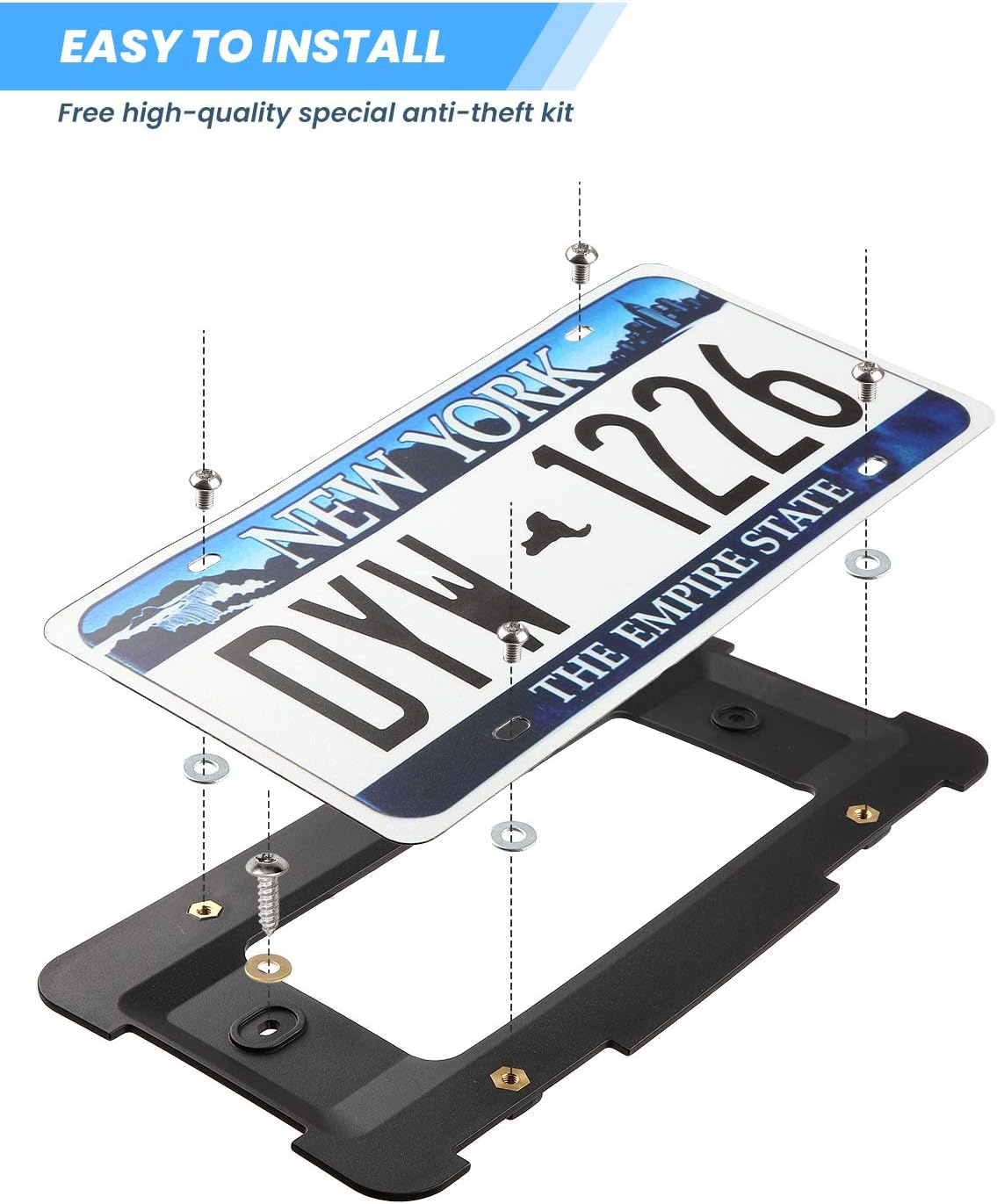 JOYTUTUS Rear License Plate Frame Holder Compatible with BMW 2005-2023 1 2 3 4 5 6 X Series 2002-2019 Mini Cooper 51187160607&511882380615&5118823806, License Plate Frame Mount Car Accessories image number 4