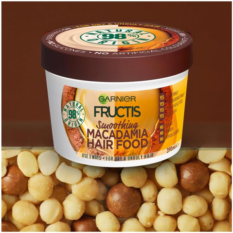 Garnier Fructis, 3-In-1 Hair Mask, Smoothing & Hydrating, Hair Food Macadamia, 390Ml image number 5