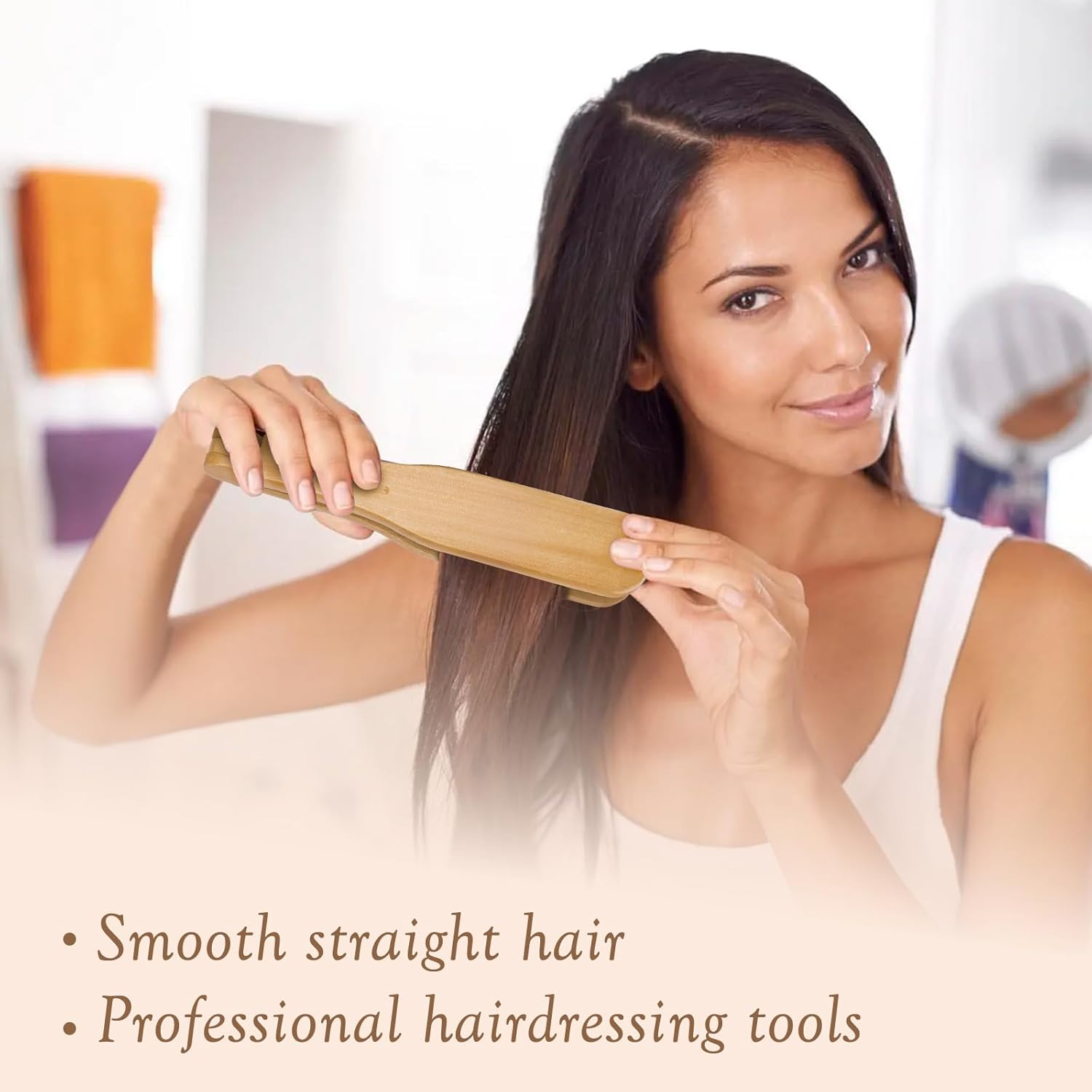 Chazcool Double Sided Bristle Hair Brush, Clamp Hair Brush Use for Smoothing and Straight Hair Styles, Wooden Hair Straightening Brush image number 1