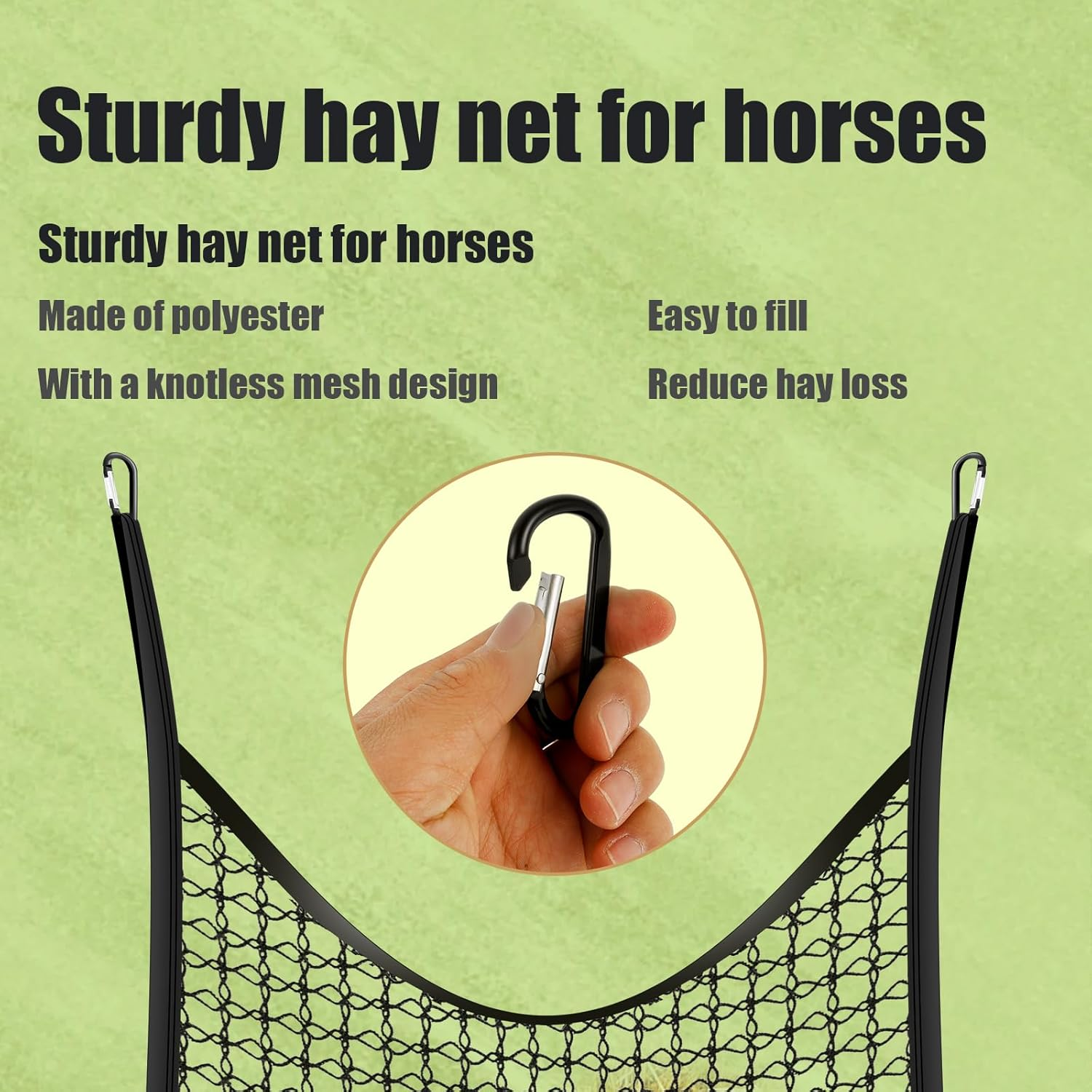 Slow Feed Hay Net Soft Polyester Hay Bag with 2 Hooks Knotless Hays Feeder Multifunctional Hanging Hays Feeder Bag for Stall Trailer Wall Fence image number 1