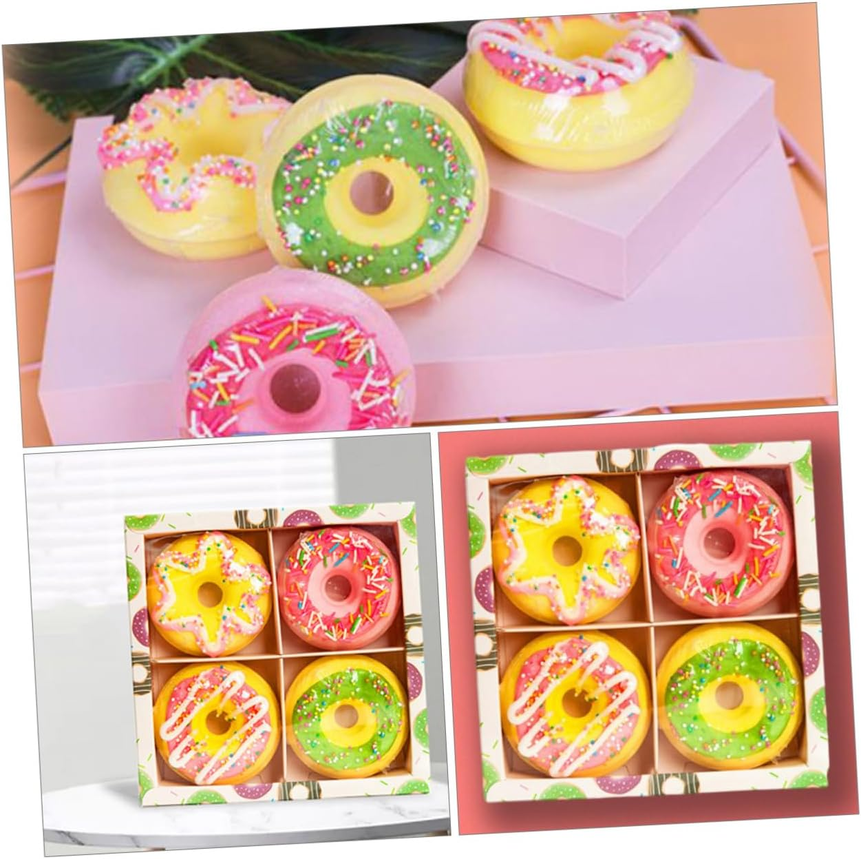 MERRYHAPY 4Pcs 100G Doughnut Shape Bath Balls Assorted Natural Bath Salts for Spa and Relaxation Moisturizing for Ages Random Style image number 5