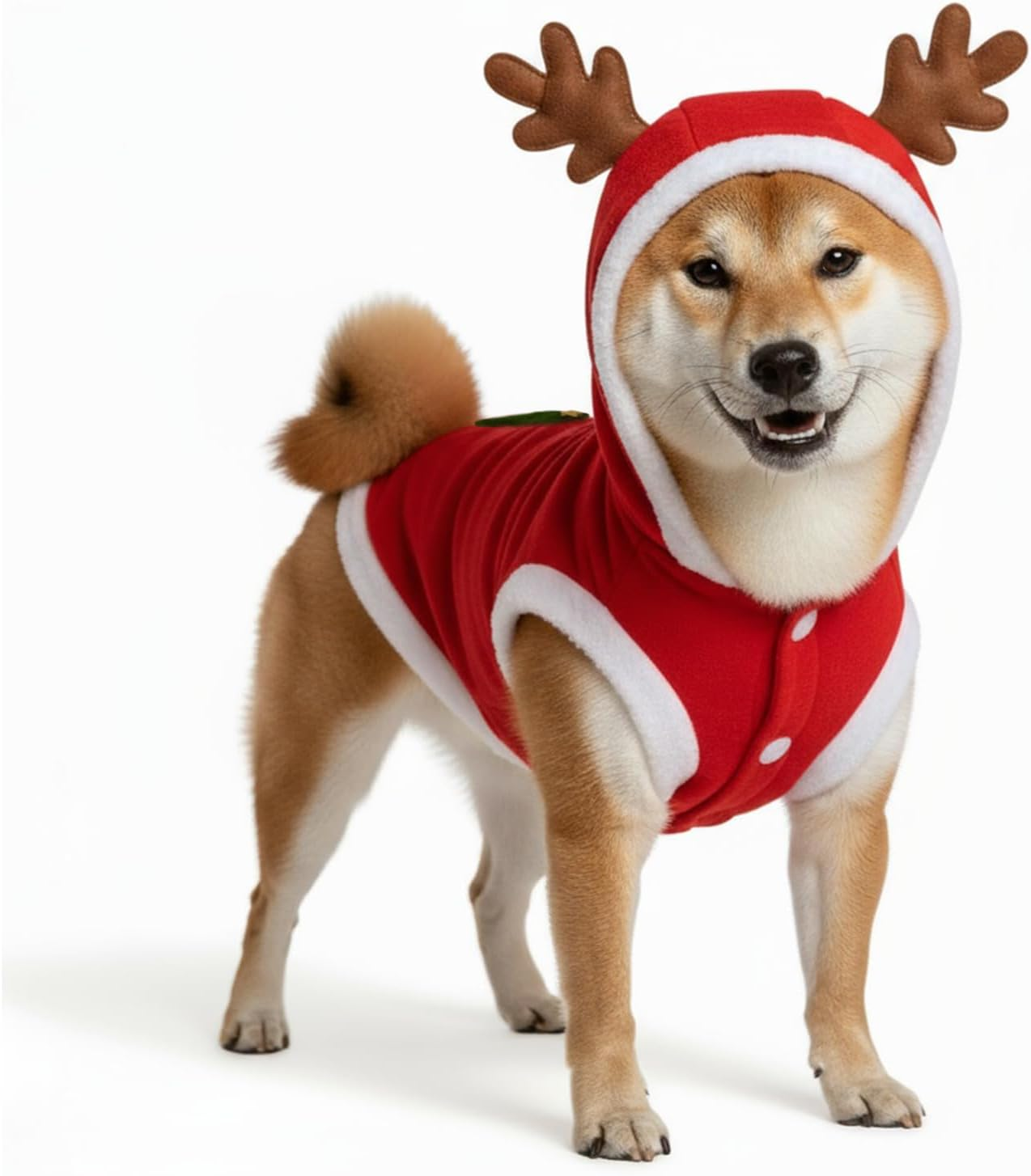 RUGBOL Dog Cat Christmas Outfit Cute Elk Pattern with Christmas Tree for Small Medium Large Dogs Cats New Year Party (L)