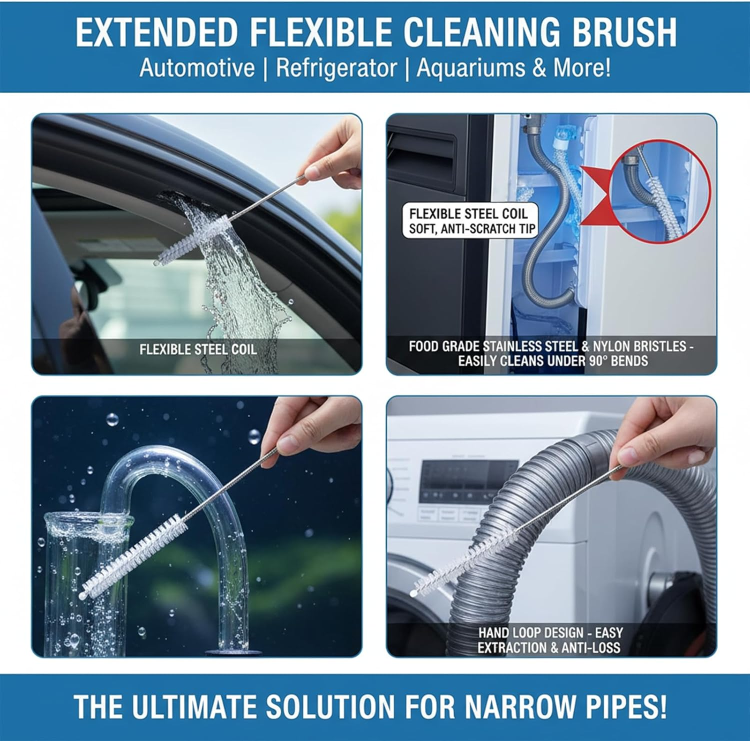 Wire Brush Pipe Cleaner for Car Sunroof, Drain Snake, Brush Cleaner, 60-Inch Length - by Ruibex image number 4