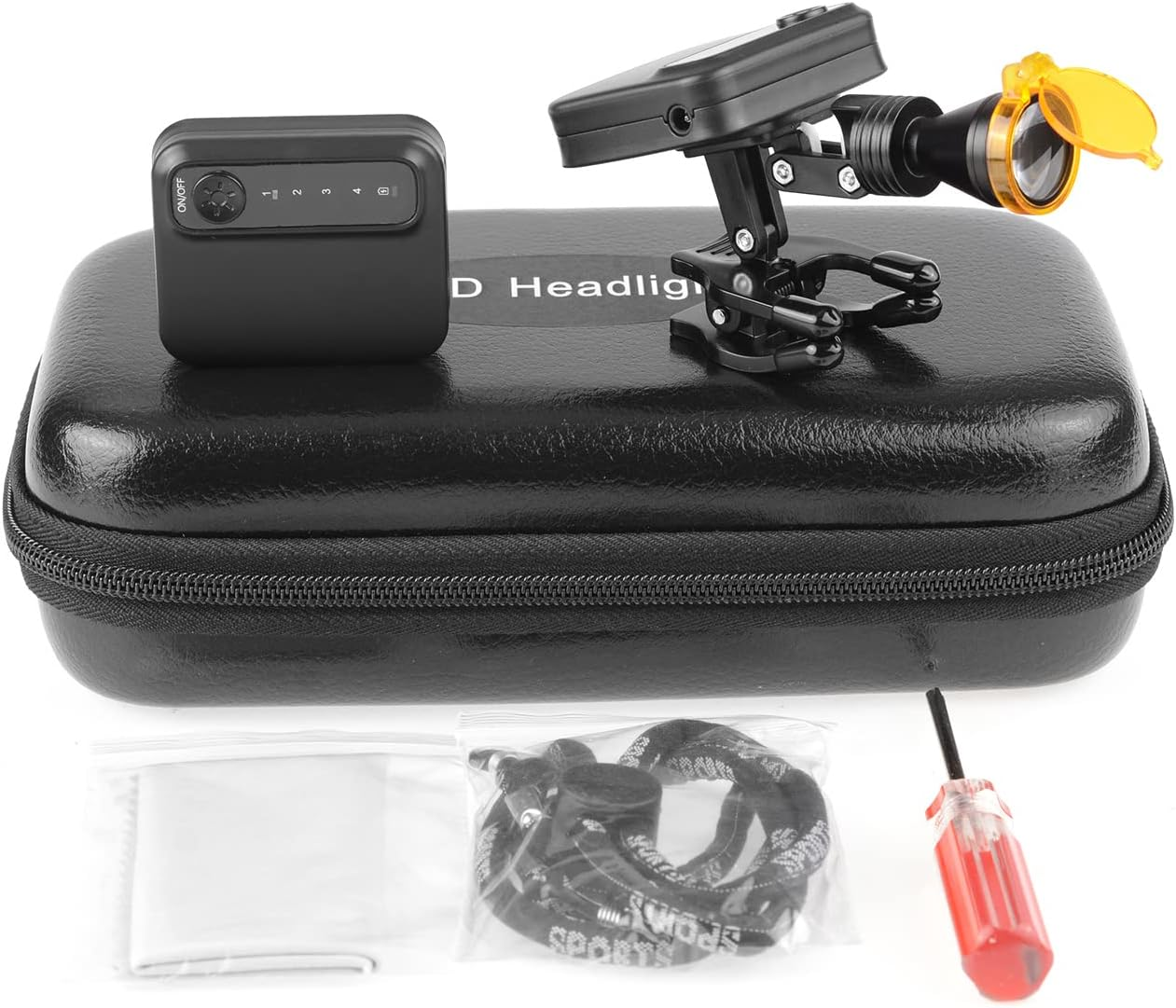 Tankredrug 5W LED Headlight Adjustable Brightness Headlamp Magnetic Chuck Clip-On Type with Optical Filter 2 Batteries for Glasses Loupes image number 4