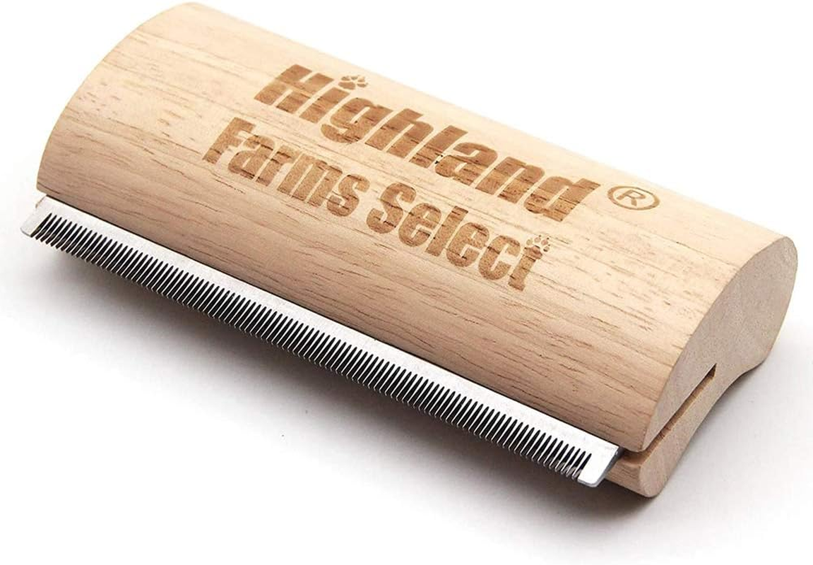 Highland Farms Select Wood Groom Brush, Deshedding Grooming Tool, Professional Pet Wooden Groomer, Ergonomic Design, No Hurt for Dogs, Cats and Horses - 5 Inch