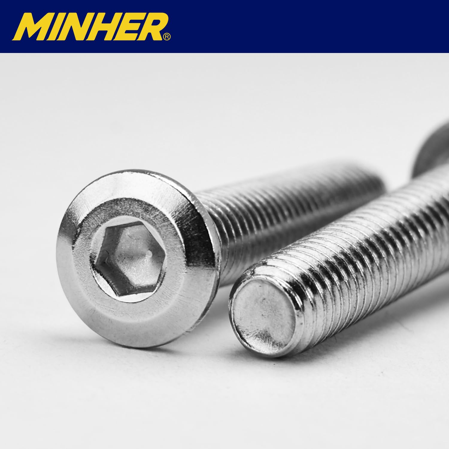 MINHER M5 X 35Mm 20Pcs Flat Head Hex Socket Cap Screws Bolts, Furniture Bolts, 304 Stainless Steel 18-8, Full Thread (With Hex Spanner) image number 1