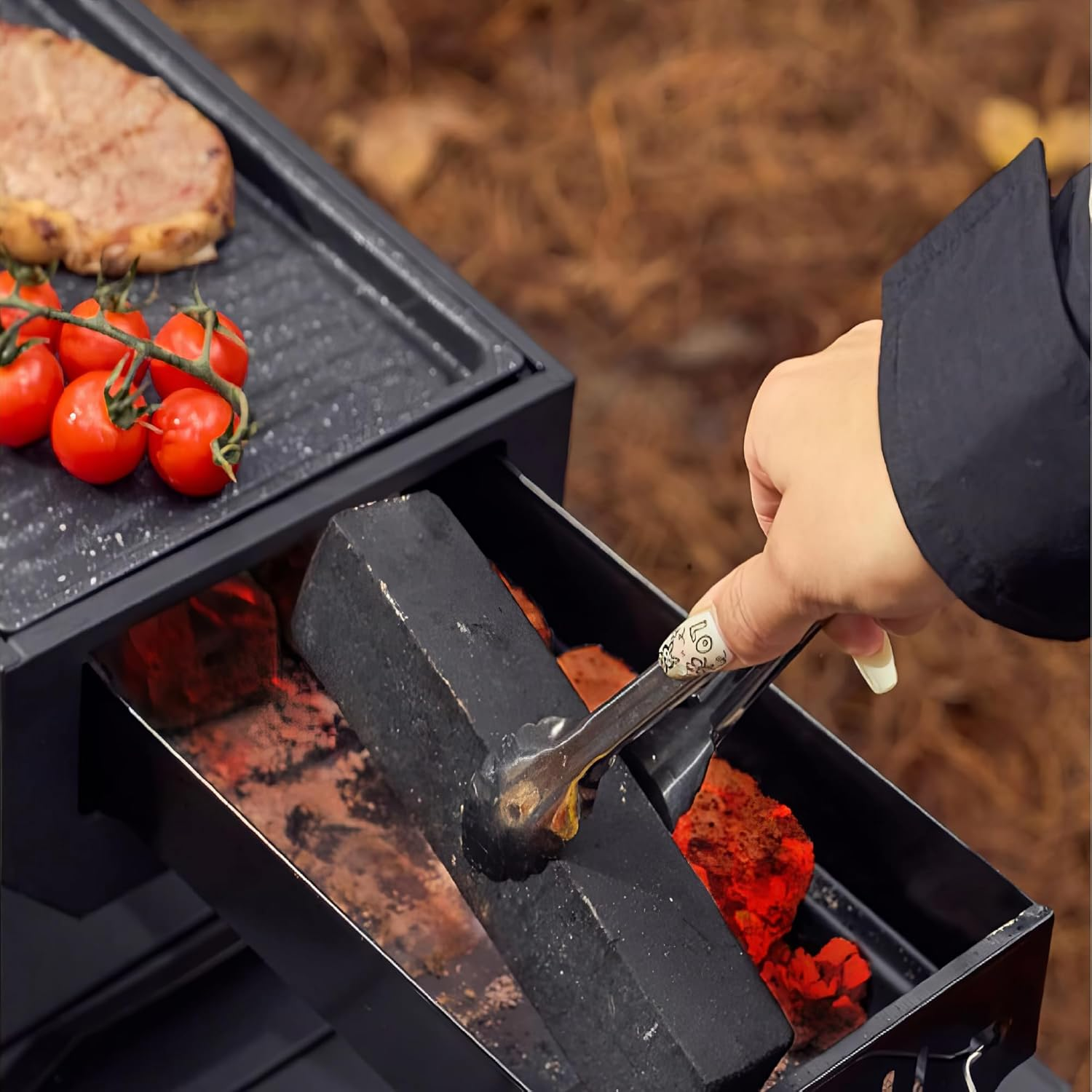 Ausleecostbay Portable Barbecue Charcoal Grill Stainless Steel Folding BBQ Tool Kits for Outdoor Cooking Camping Hiking Picnics Tailgating Backpacking or Any Outdoor Event (Grey) image number 5