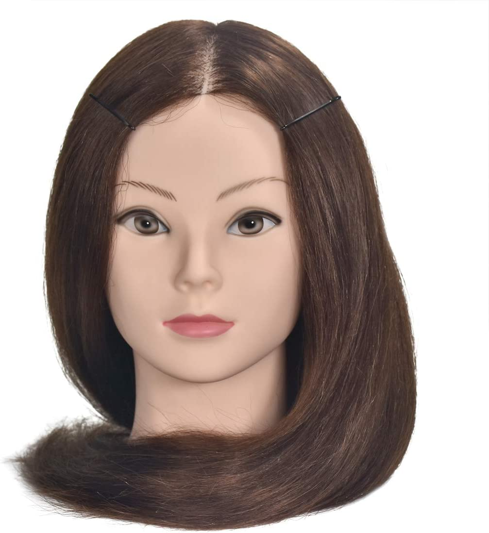 20"-22" Training Head Real Human Hair Cosmetology Hairdressing Mannequin Manikin Doll Head (Table Clamp Holder Included) image number 4