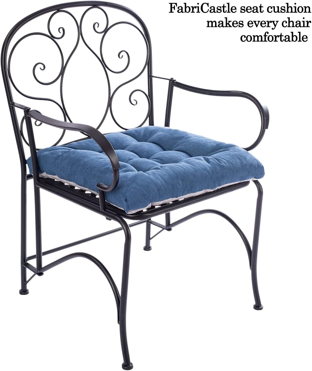 FABRICASTLE Outdoor Chair Cushions Patio Cushion Premium Comfortable Thick Fill Tufted 19" X 19" Floor Wicker Seat Pads, 4 Counts (Navy Blue, 4) - 1, Cream image number 4