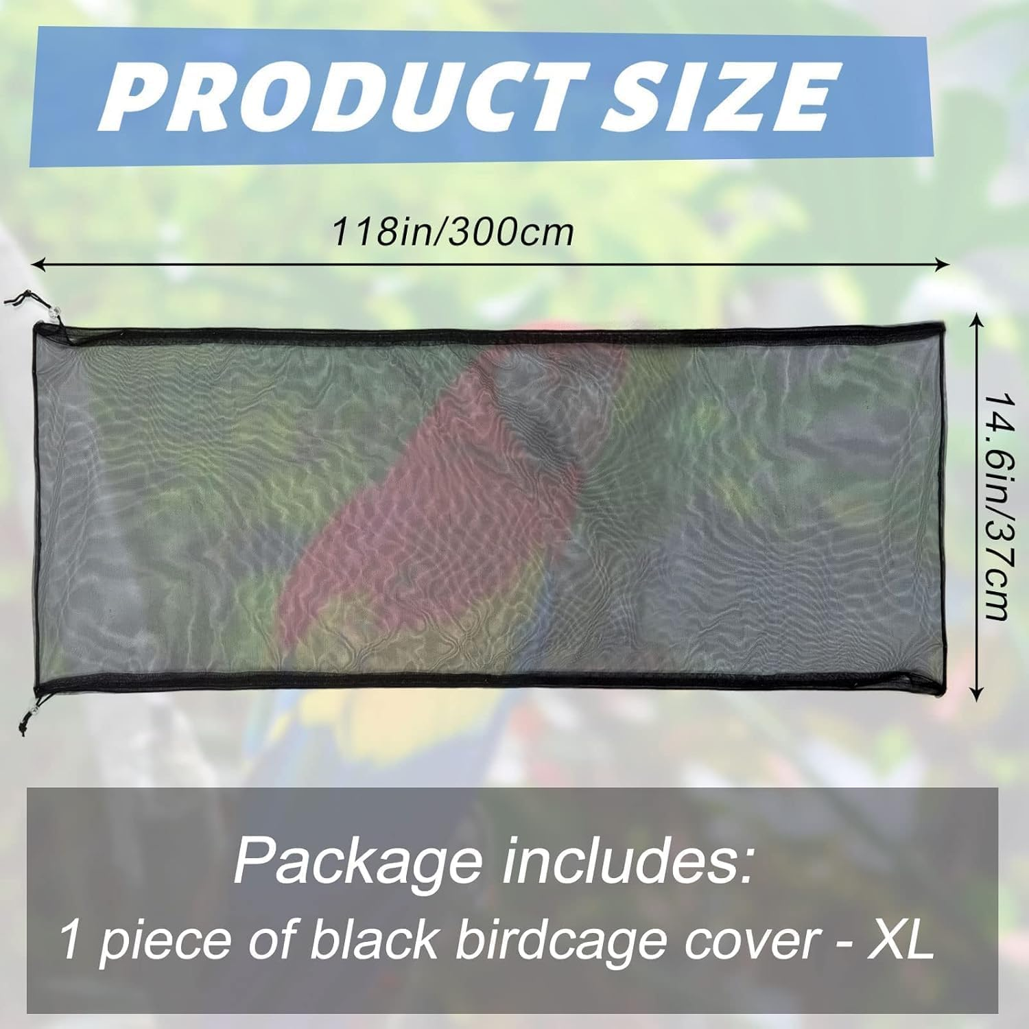 Auswalar 118 Inch XL Bird Cage Netting Seed Catcher Adjustable Bird Cage Skirt Seed Catcher Large Soft Breathable Mesh Bird Seed Catchers for Indoor round Square Cage image number 4