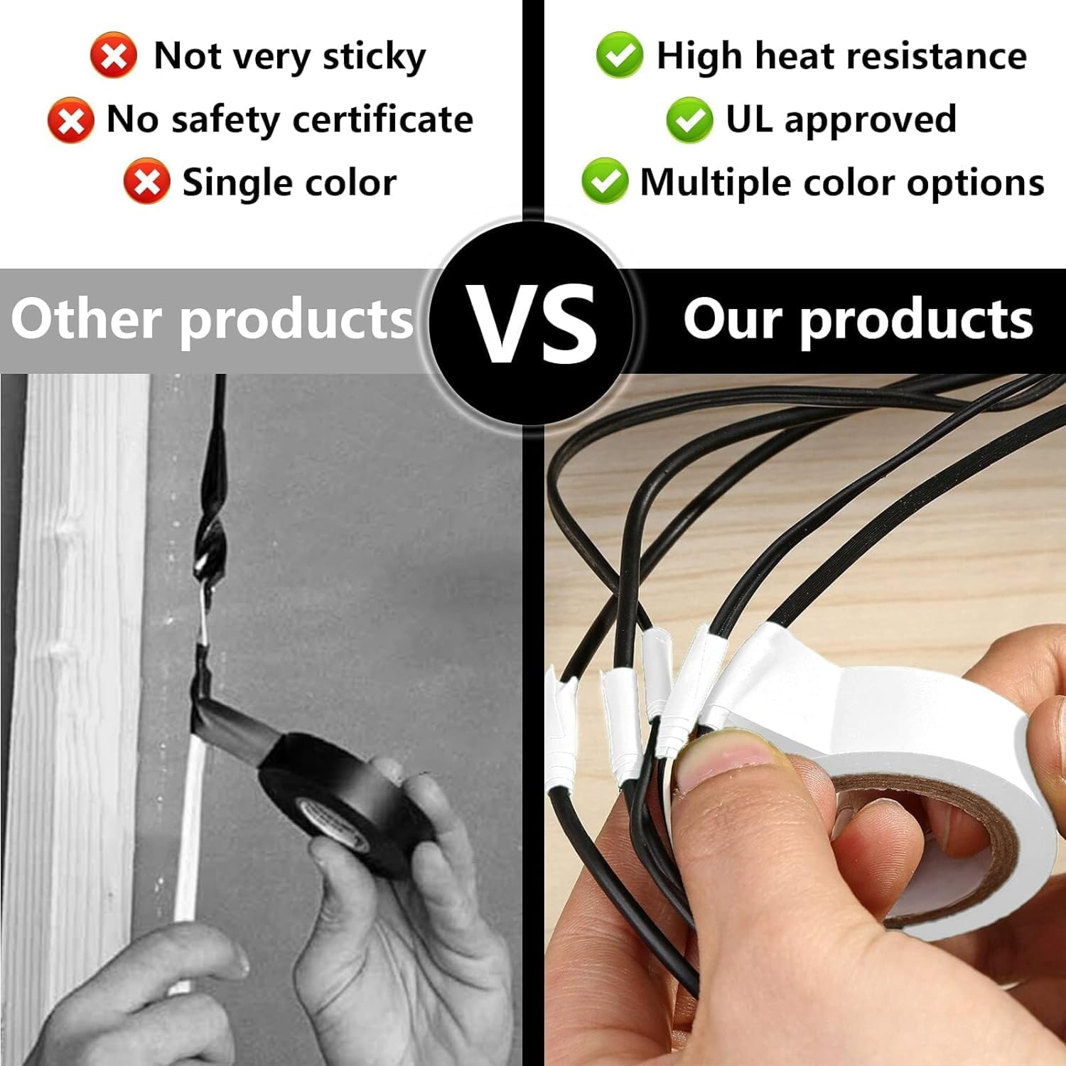 Wzenclave 6 Rolls White PVC Electrical Insulation Tape 1.6Cm&times;15M - Waterproof Flame-Retardant Easy Tear for Automotive Wiring Harness, Electronic Parts & Supplies Connectors Masking image number 3