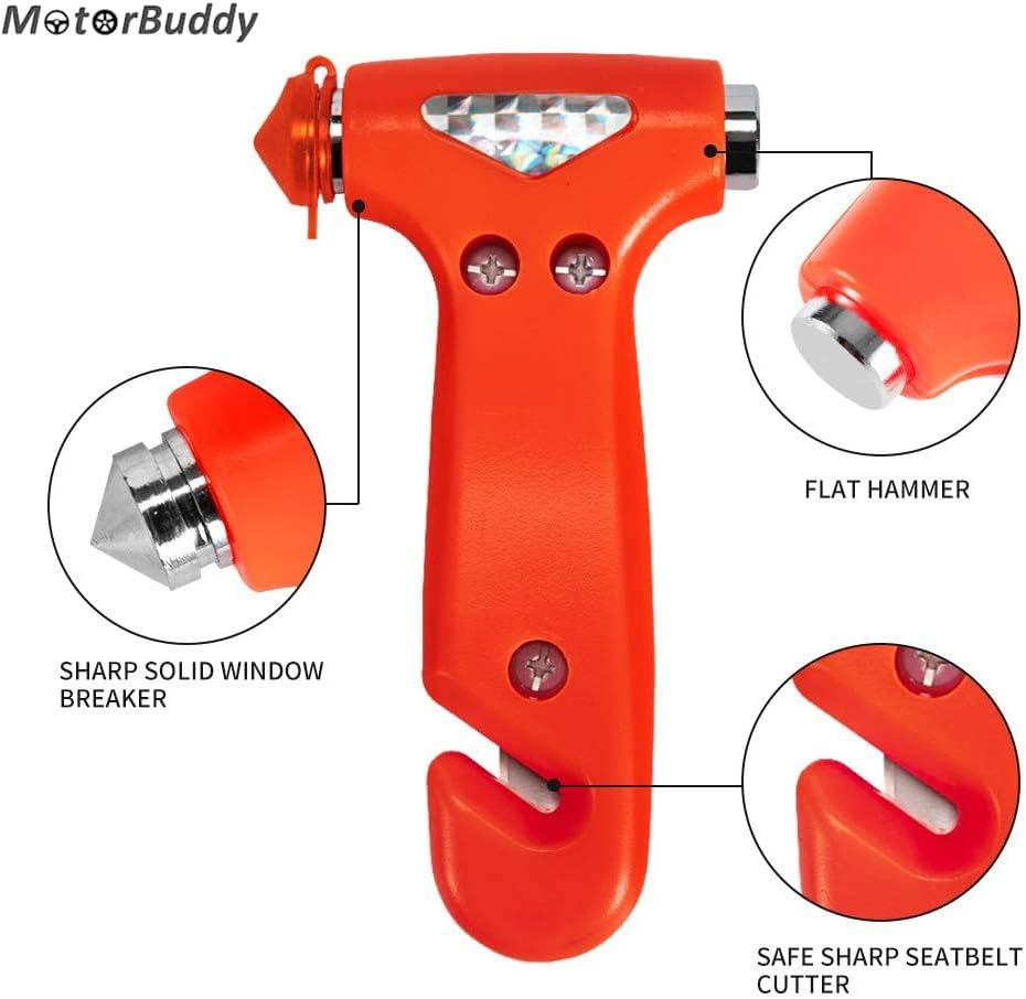 2-Pack Car Safety Hammer, Auto Emergency Escape Hammer with Window Breaker and Seat Belt Cutter, Striking Red Emergency Escape Tool for Car Accidents image number 2