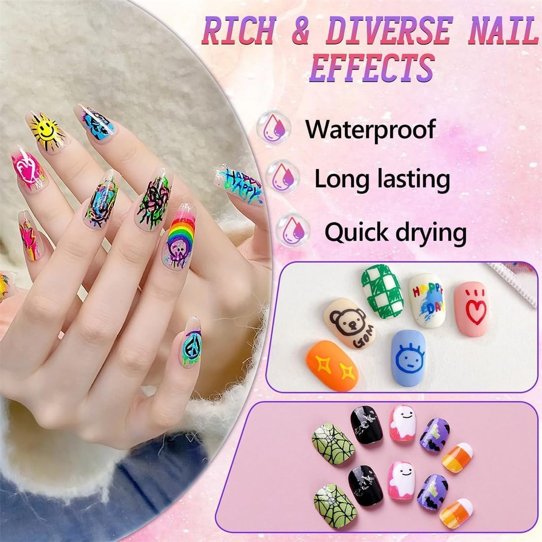 12 Colors Nail Art Pens Set, Nail Art Marker, Nail Doodle Pens, 0.5 MM Nail Polish Pens Set, Waterproof and Quick-Drying Nail for DIY Nails Art Design Manicure Tools image number 1