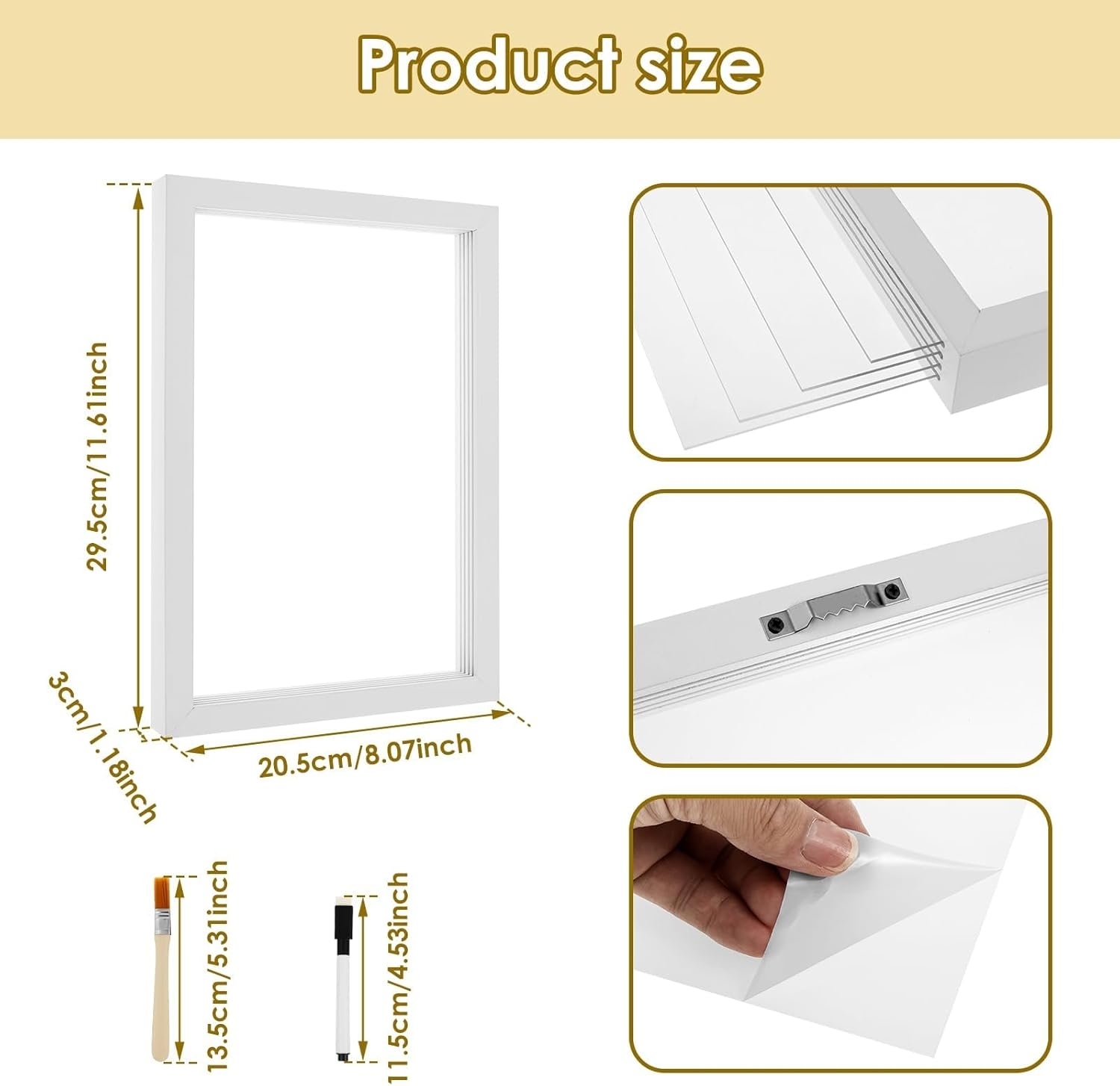 Baby Hand and Footprint Kit, Wood DIY Baby Footprint, Cultivate Hands on Skill, Nursery Picture Frame, Family Handprint Frame, New Mom Gifts, Parent Child Interaction Handprint Set, for Home (White) image number 2