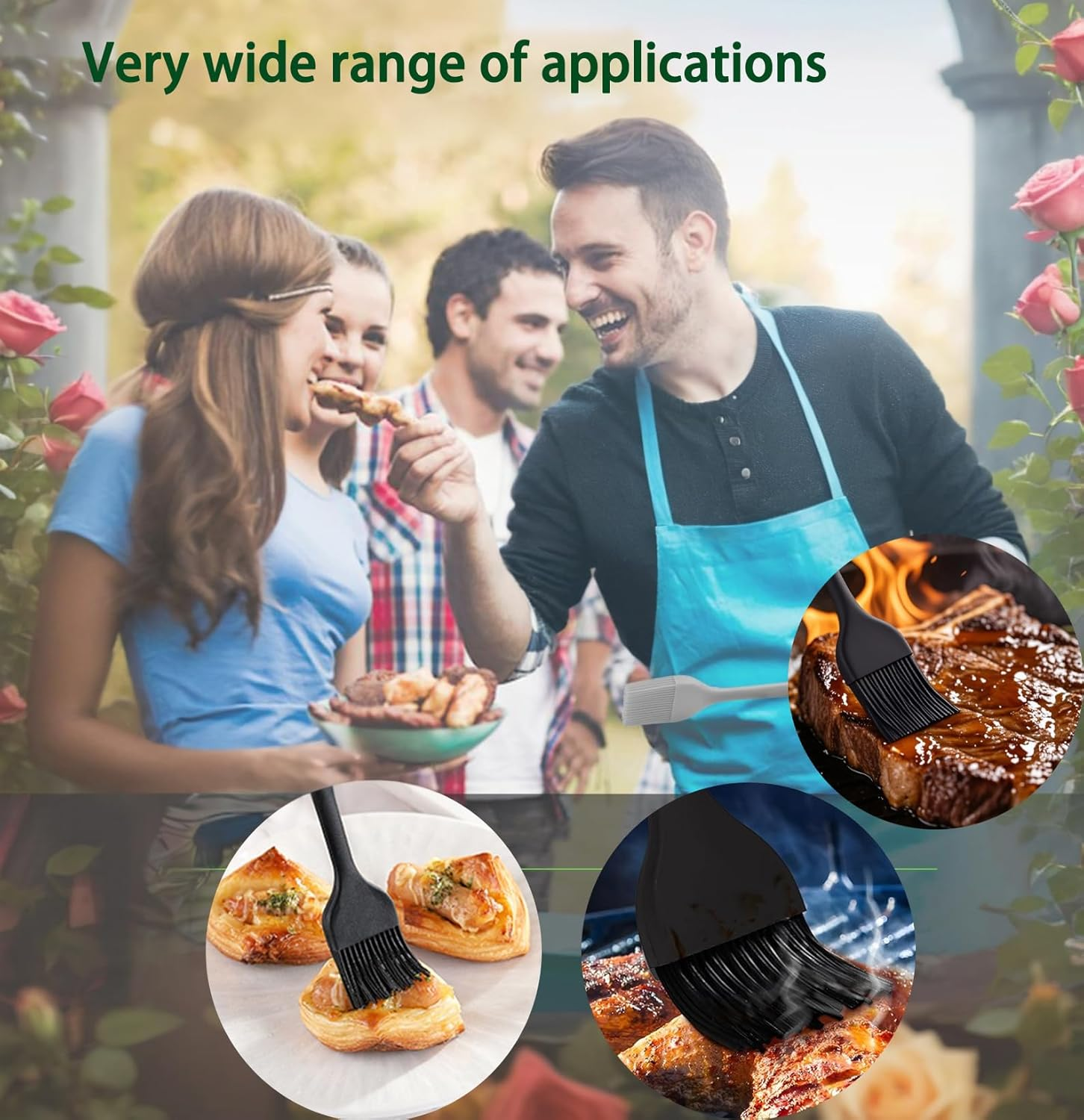 Silicone Basting Brushes for BBQ Grill & Baking (Black 2-Pack) - Heat Resistant Pastry Brushes for Marinades, Sauces, Butter, Oil - BPA Free - Kitchen Cooking Essential