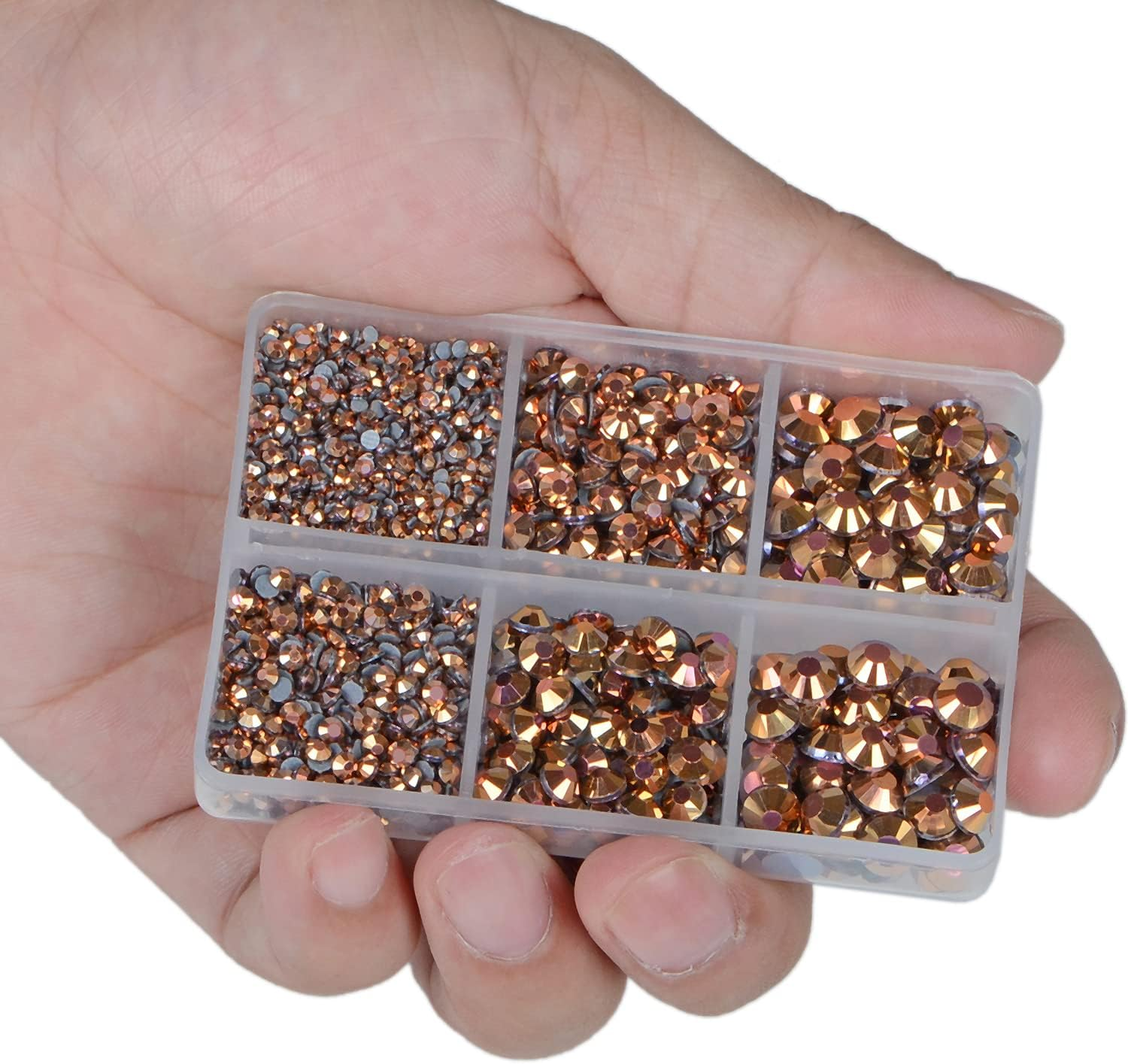 Lpbeads 6400 Pieces Metallic Rose Gold and Metallic Silver Hotfix Rhinestones Flat Back 5 Mixed Sizes Crystal round Glass Gems with Tweezers and Picking Rhinestones Pen - Aquamarine Ab image number 3