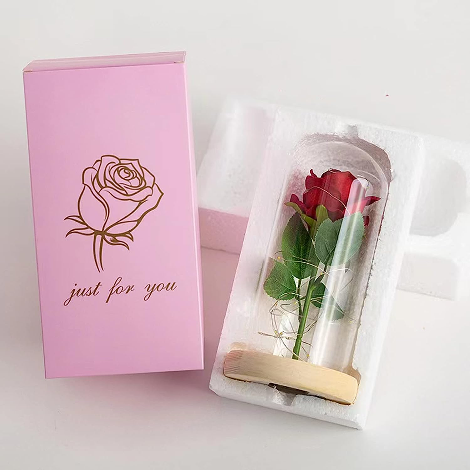 Simulation Rose Flower Preserved Plastic Beauty Red Roses Flowers in Glass Dome, Birthday Gifts Women, Artificial Rose with Led Light, Unique Gift, Valentine'S Day Gifts (Blue) image number 5