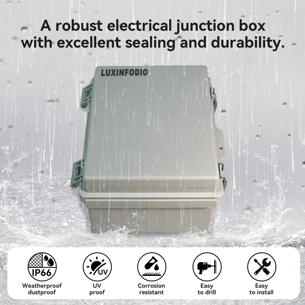 LUXINFODIO Outdoor Electrical Junction Box Waterproof with Excellent Sealing and Durability Compatible with POE and Power Meters for Electrical Projects External Dimensions 170 * 220 * 110Mm image number 3