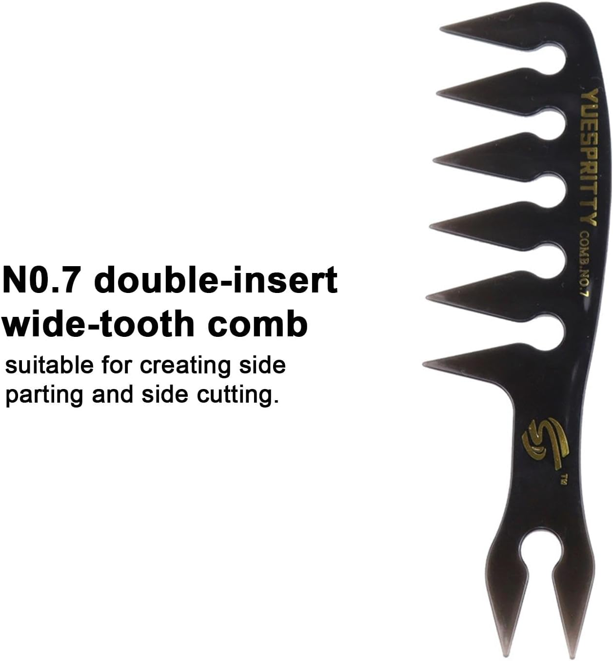 Slicked-Back Combs - Wide Tooth Comb Hairdressing Brush,Wide Large Tooth, Slick Back Hair Brush, Retro Oil Head, Men'S Styling Comb for Salon Barbers, Men Boy Gentleman - N07 image number 2