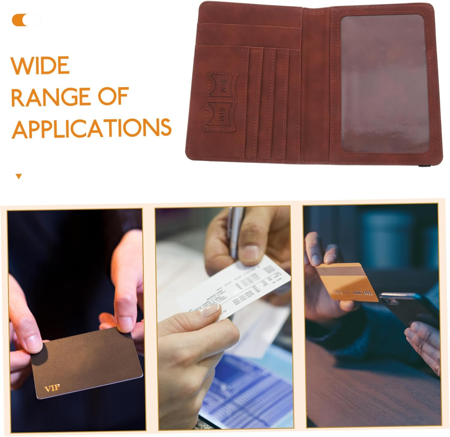 LABRIMP Travel Holder World Map Design Multi-Card Slots and Elastic Strap for Easy Organization for Documents and Tickets Pu Leather Material - Coffee image number 3