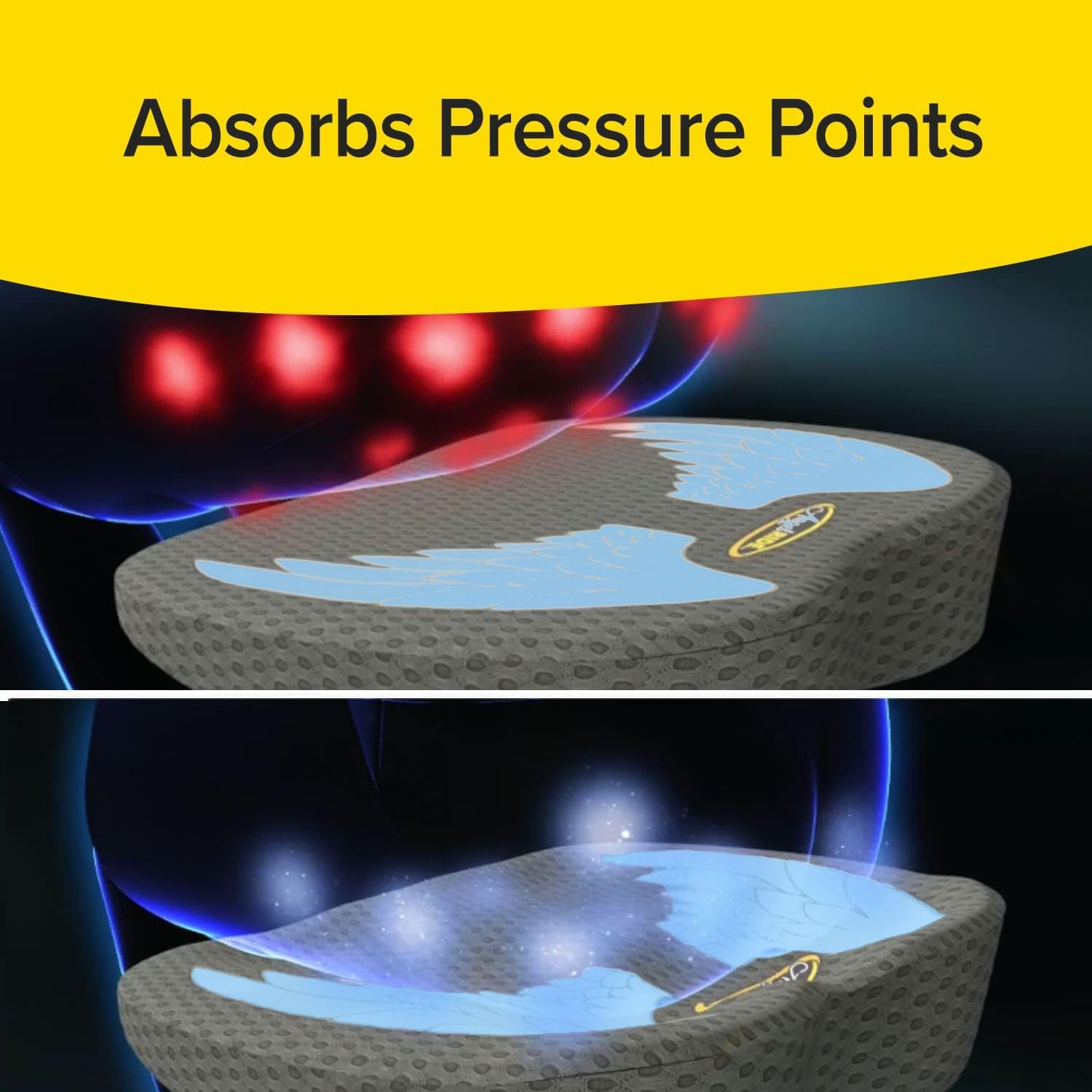 Angel Ride Premium Auto Cushion with Memory Foam, AS-SEEN-ON-TV, Advanced Lumbar Helps Relieve Pressure Points, Molds to Any Body, Drive in Heavenly Comfort in Any Vehicle, Washable Cover, 18 In, Grey image number 5