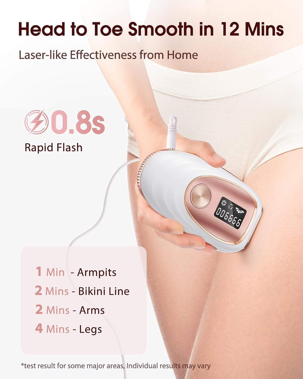 LYSMOSKI Laser Hair Removal, IPL Hair Removal with Ice-Cooling System for Painless & Long-Lasting Result, Safe At-Home Hair Remover Device for Armpits Back Legs Arms Face Bikini Line image number 5