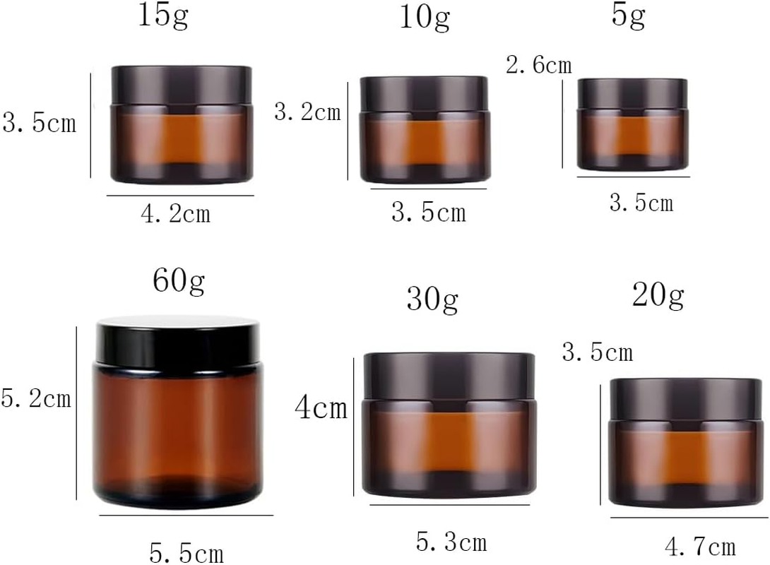 6 Pack Black Glass Jars with Lids & Inner Liners,5/10/15/20/30/60 Gram Small Glass Jar Travel Size Containers,Empty round Cosmetic Containers for Cream,Lotion,Powder,Lip Balms,Eye Creams image number 3