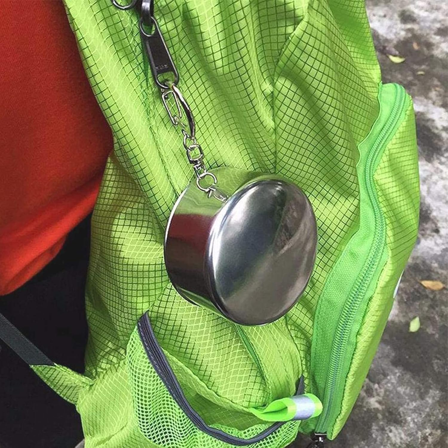 Pack of 2 Folding Cups, Stainless Steel Telescopic Cups, Outdoor Portable Telescopic Cup, Folding Cup with Key Ring, Durable Collapsible Cup, Hiking for Outdoor Activities and Daily Use