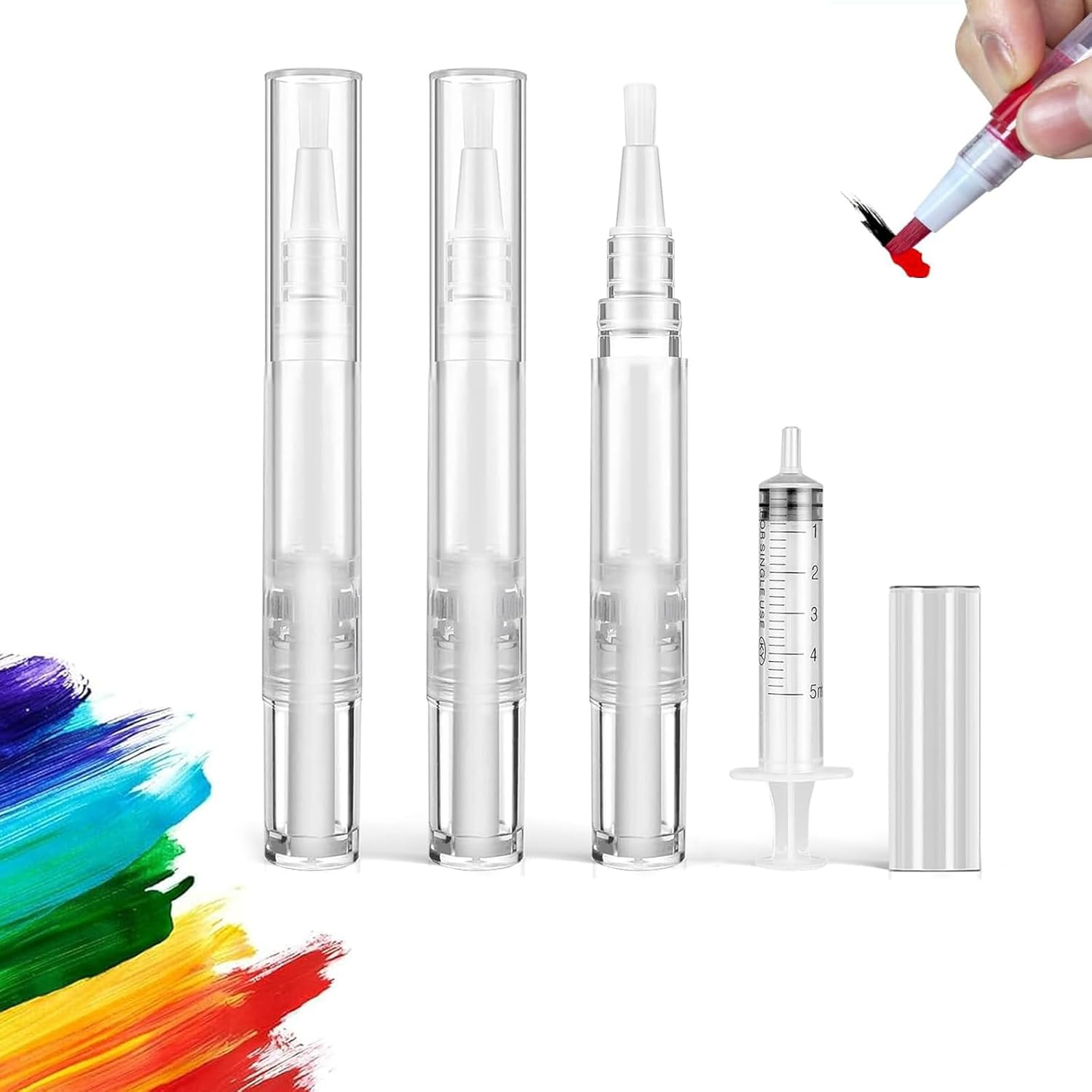 3 Pack Refillable Paint Pens 5Ml - Transparent Touch up Brush for Walls, Furniture & Wood Floors&Window， Precision DIY Repair Kit image number 4