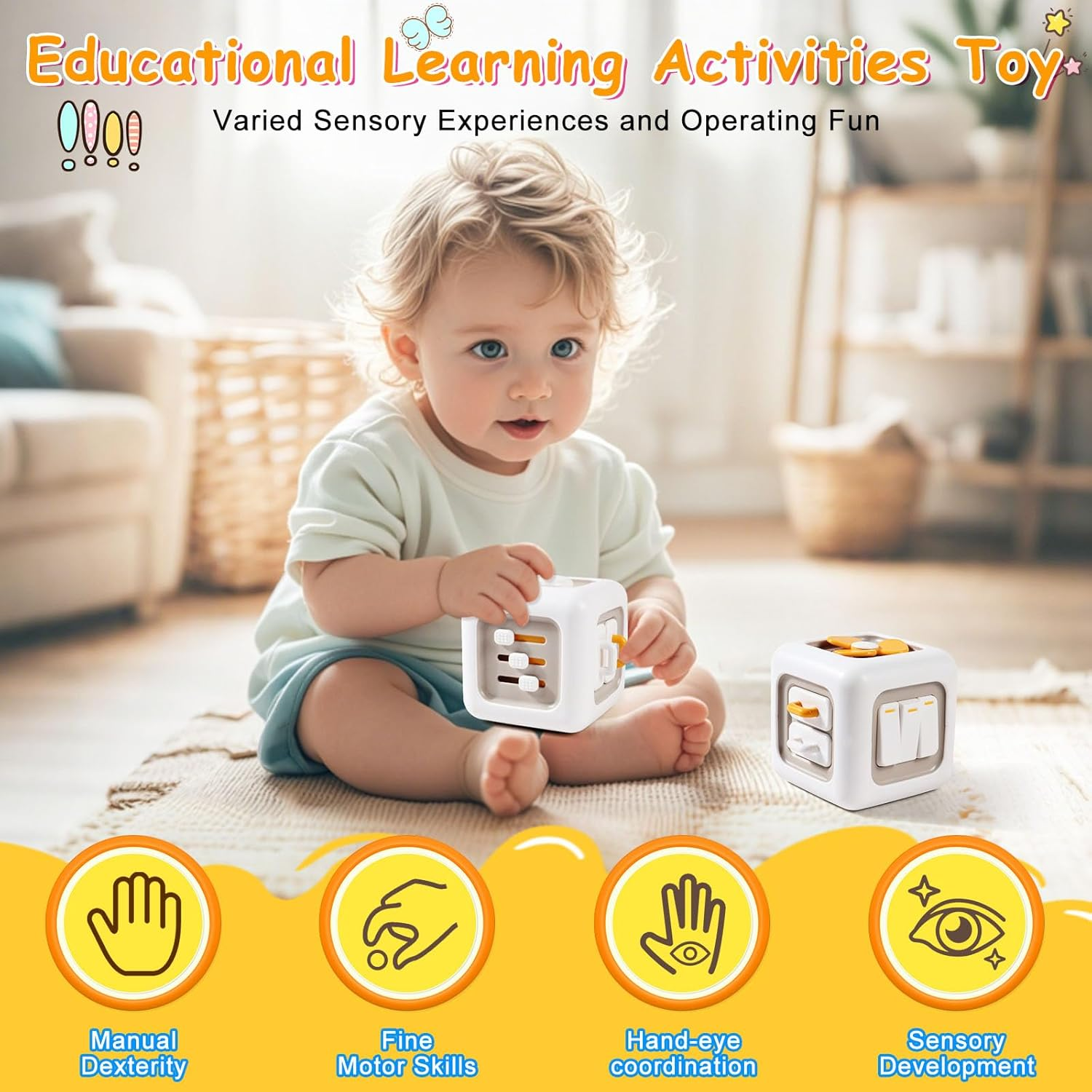 Busy Cube Toys, Tatulan Montessori Toys for 1+ Year Old, Travel Sensory Toys Activity Cube for Toddlers, Learning Fine Motor Skills, Birthday Gift Suitable for Boys Girls image number 2