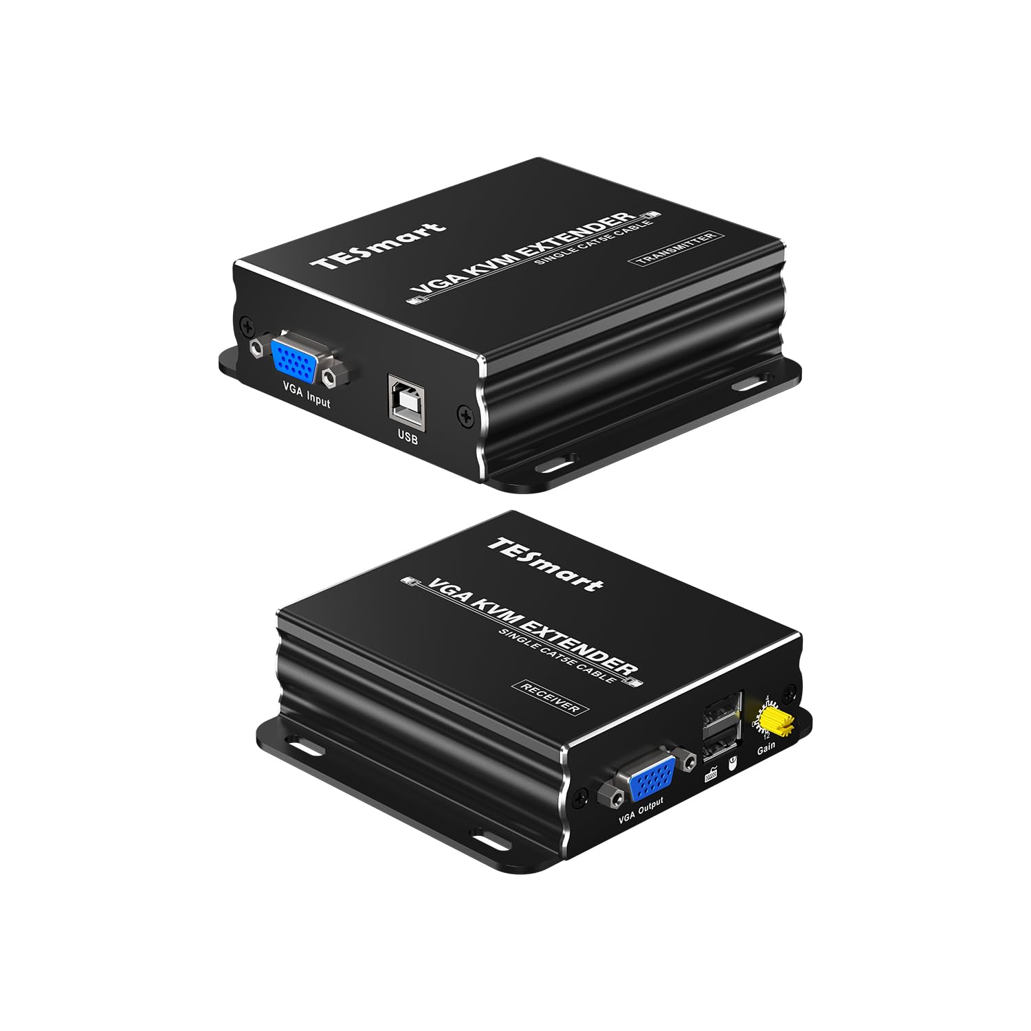 Tesmart VGA KVM Extender Use Single UTP Cable Cat5E/6 to Extend Transmission Distance-Up to 984 Ft-1080P HD with EDID Management for Mouse and Keyboard Control Device Signals(Transmitter and Receiver) image number 3