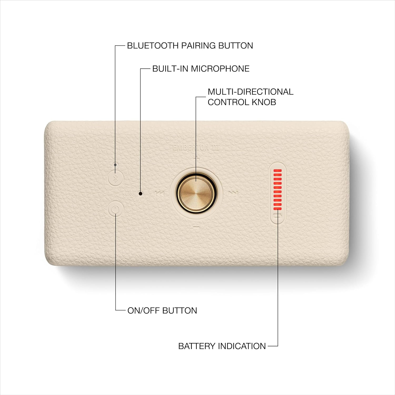 Marshall Emberton III Portable Bluetooth Speaker, Cream - Cream image number 6