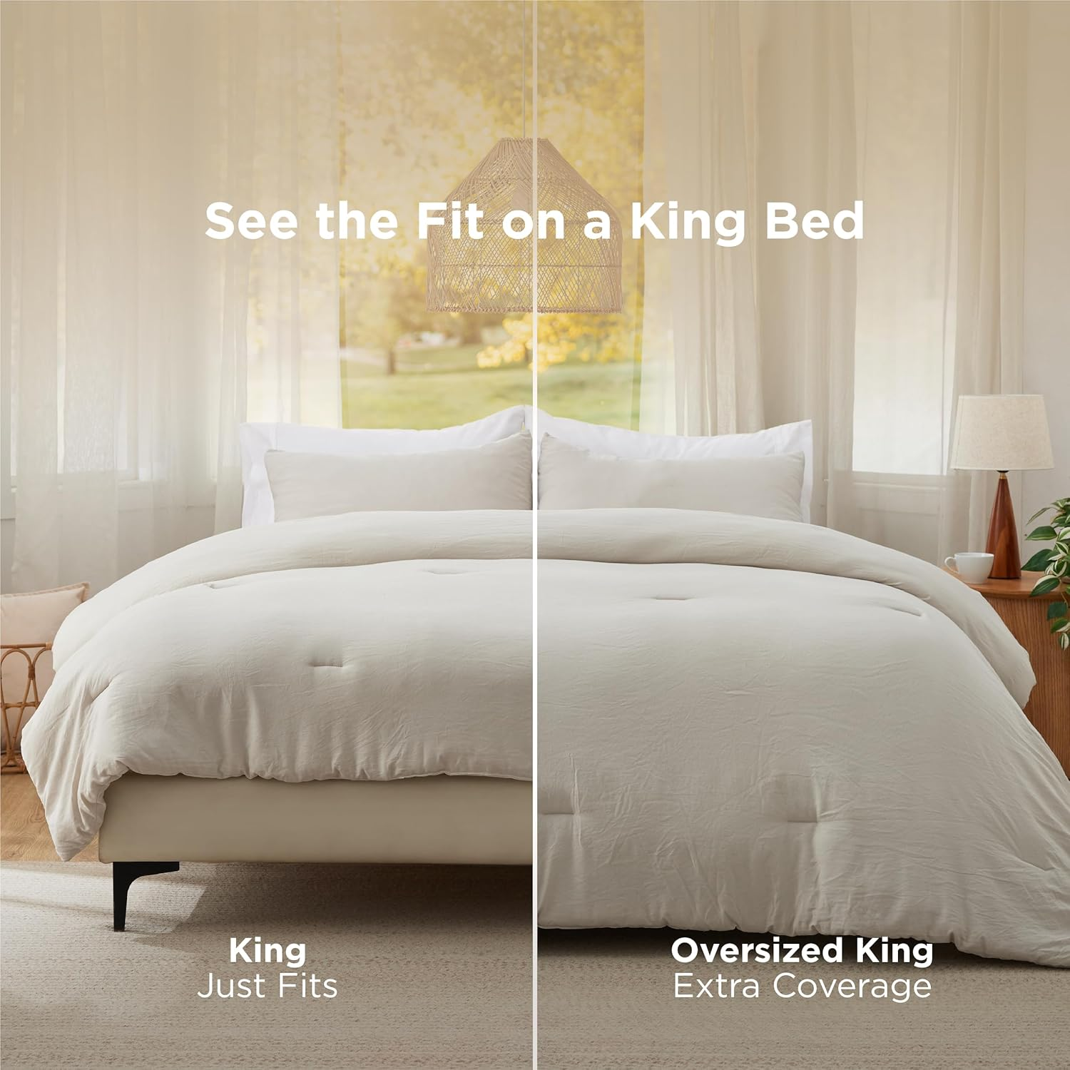 Bedsure King Size Comforter Set, Beige Soft Prewashed Bed Comforter for All Seasons, 3 Pieces Warm Bedding Sets, 1 Lightweight Comforter (104"X90") and 2 Pillowcases (20"X36")