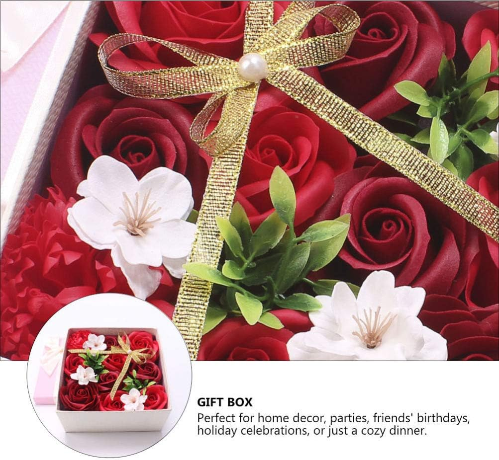 1 Pc Box Soap Flower Gift Box Enchanted Rose Soap Rose Floral Scented Rose Decor for Home Bath Petals Rose Soap Flower Nativity Decor Essential Soap Box Synthetic Material image number 2