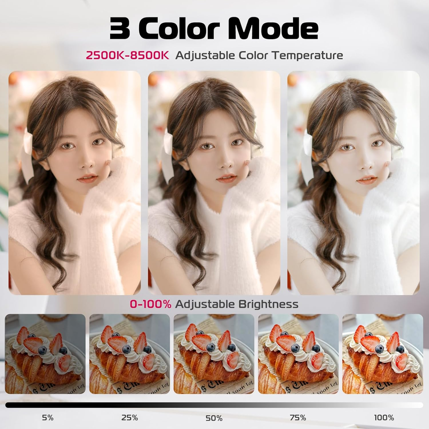 ULANZI LM19 Magnetic Selfie Light, LED Fill Light Compatible with Magsafe, LED Selfie Ring Light Included Sticky Ring for Phones, for Selfies/Photography/Tiktok/Zoom Calls/Video Conference Color Black image number 5