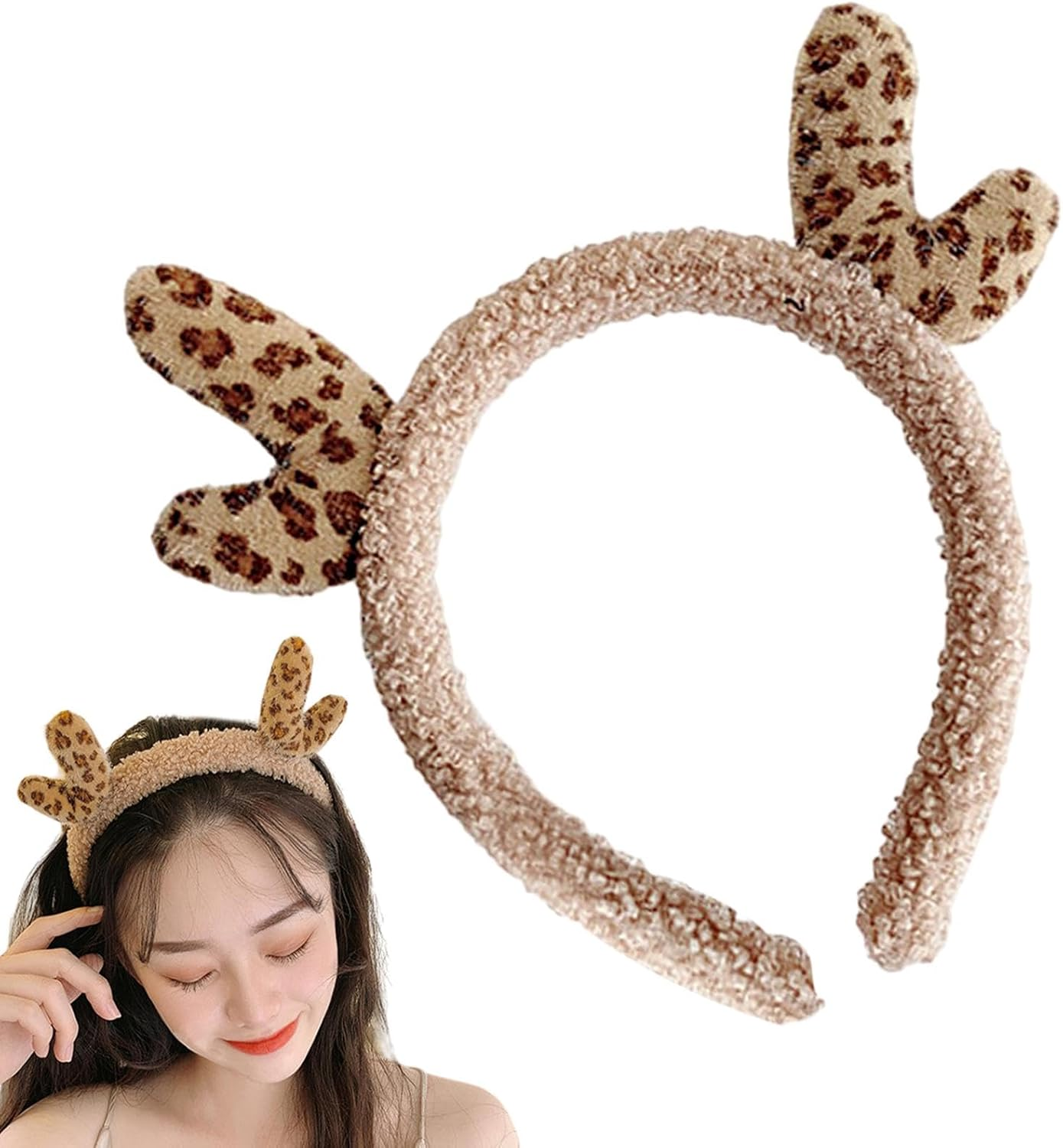 Antler Headpiece | Makeup Leopard Hair Hoop,Christmas Headband Animal Headband Realistic Antlers Headband for Cosplay Costume image number 2
