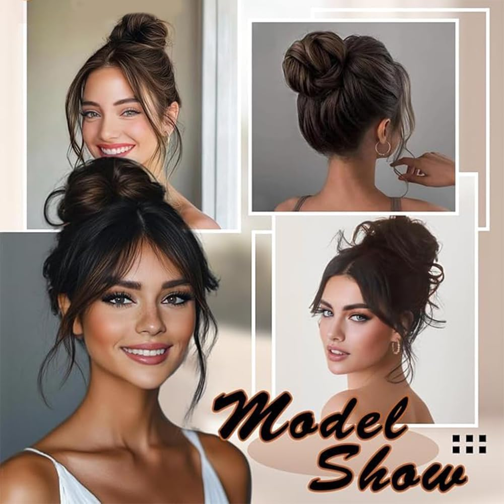 Elastic Wavy Curly Chignon Ponytail Hair,Buns Hair Piece,Messy Curly Bun Hair Pieces image number 2