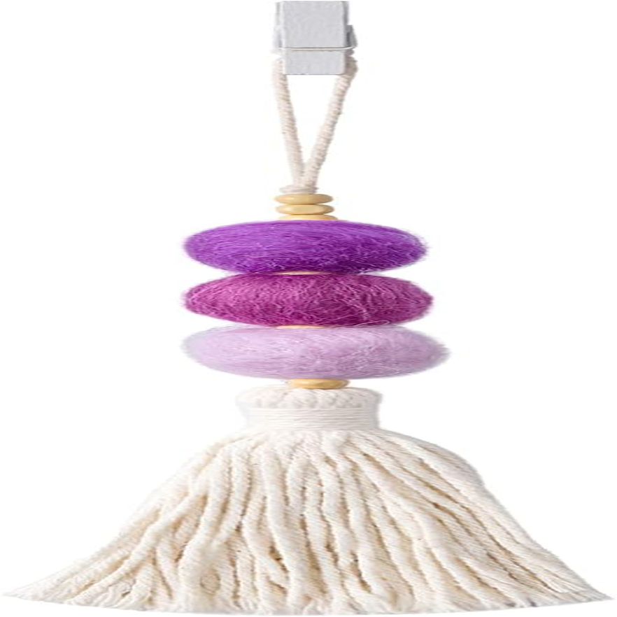 Colorful Felt Ball Car Diffuser Essential Oil Bead Aromatherapy Car Vent Diffuser Boho Tassel Hanging Car Charm Vent Clips Car Interior Decor Air Freshener (Blue)