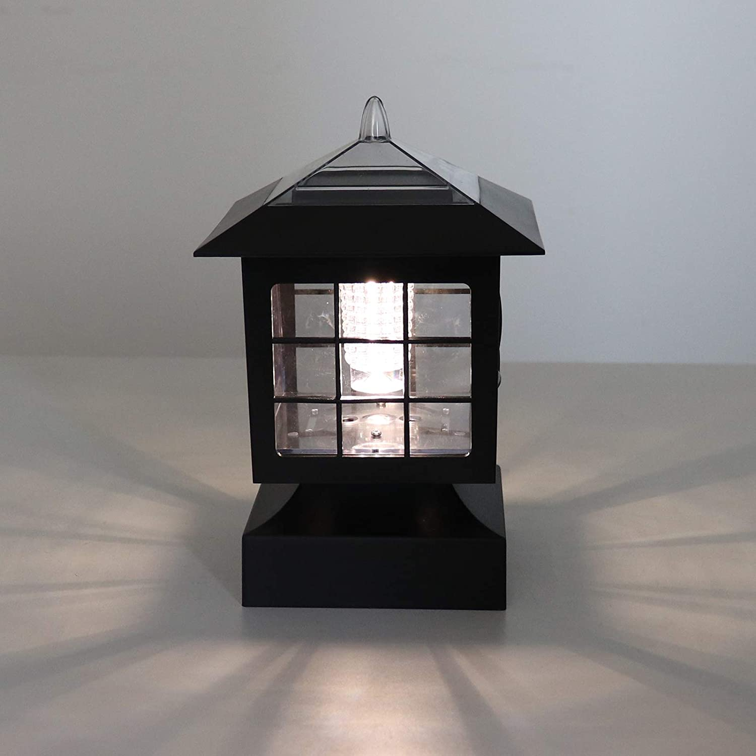 Post Solar Fence Light Solar Deck Light Solar Post Cap Light Solar Patio Light 15 LUMENS KS101AX4 Fit for 3.7X3.7 Regular Fence Posts or with Included Adaptor Fit for Bigger Flat Surface