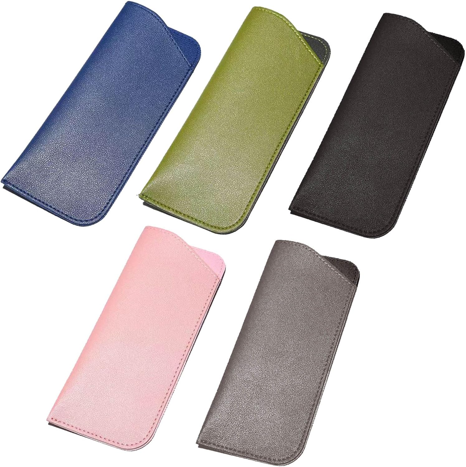 5 Pcs Soft Glasses Cases, Anti-Scratch PU Leather Glasses Case Patch, Portable Travel Protective Sunglasses Case for Travel, Office, Home and Daily Use for Men, Women (5 Colors) image number 4